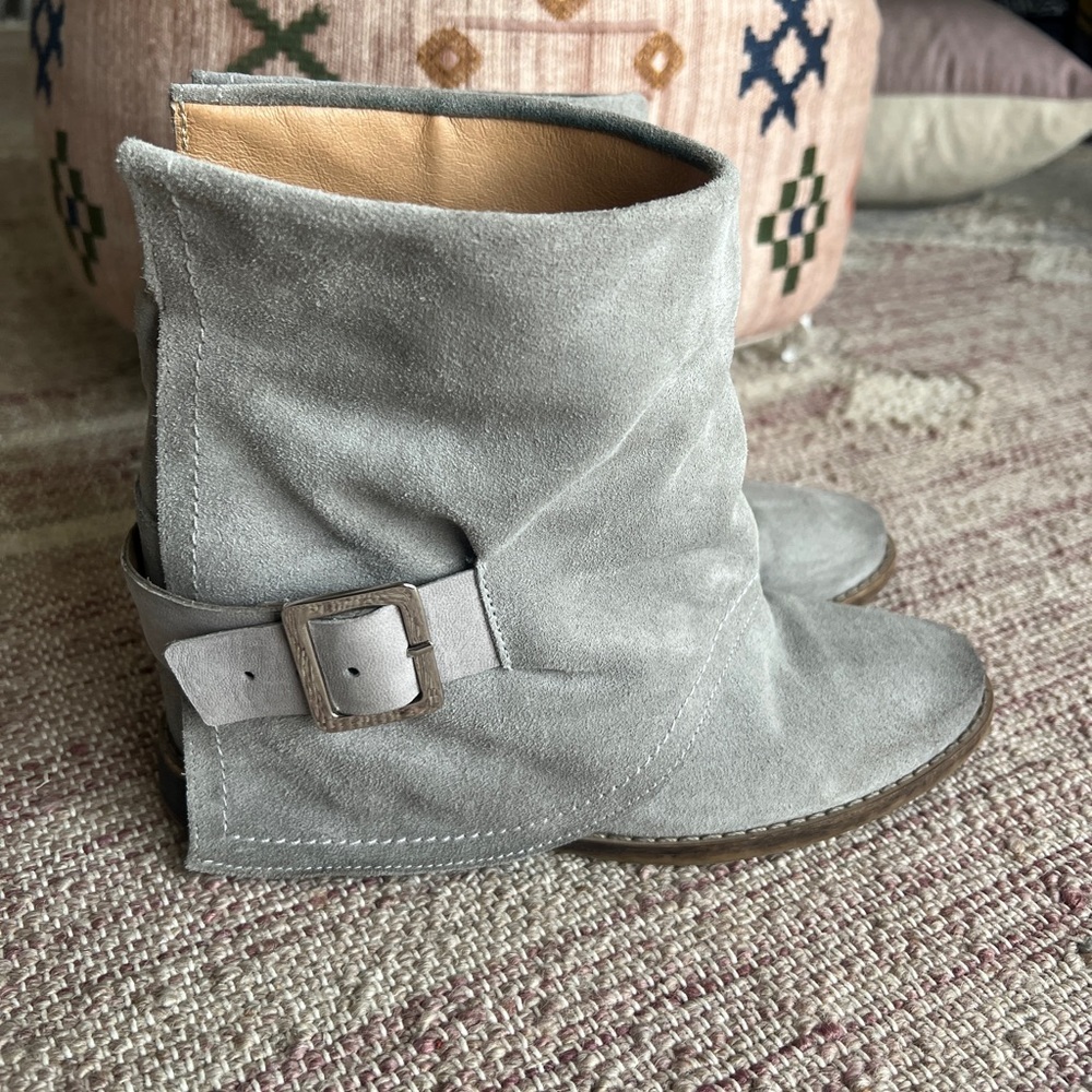 European all suede leather wedge booties by o la la
